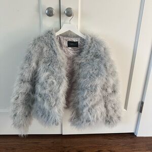 Ostrich feather jacket- light grey